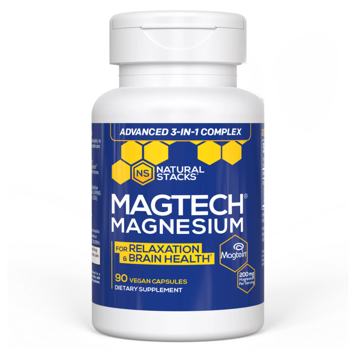 MagTech Magnesium Complex for Women & Men - 3 Forms of Magnesium: Glycinate, Magtein L-Threonate & Taurate - 200mg Chelated Complex - Support for Relaxation & Brain Health - 90 Glycinate Capsules