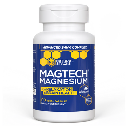 MagTech Magnesium Complex for Women & Men - 3 Forms of Magnesium: Glycinate, Magtein L-Threonate & Taurate - 200mg Chelated Complex - Support for Relaxation & Brain Health - 90 Glycinate Capsules