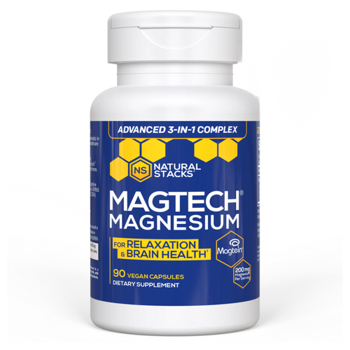 MagTech Magnesium Complex for Women & Men - 3 Forms of Magnesium: Glycinate, Magtein L-Threonate & Taurate - 200mg Chelated Complex - Support for Relaxation & Brain Health - 90 Glycinate Capsules